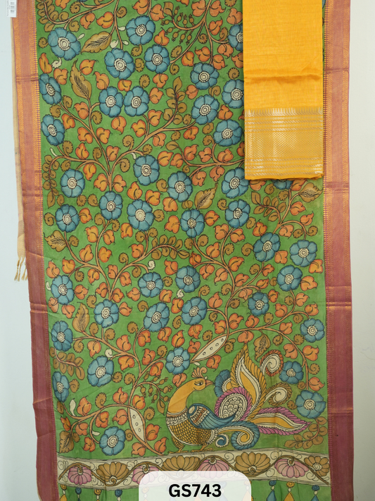 Mangalgiri Top with Pen Kalamkari Dupatta (Top and Dupatta only)