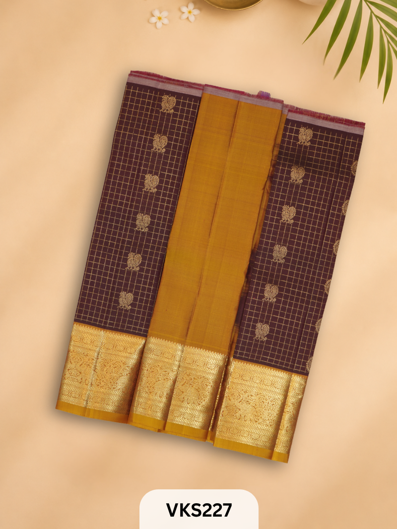 PURE KANCHIPURAM PATTU PAVADAI SET 1 - 2 YEAR