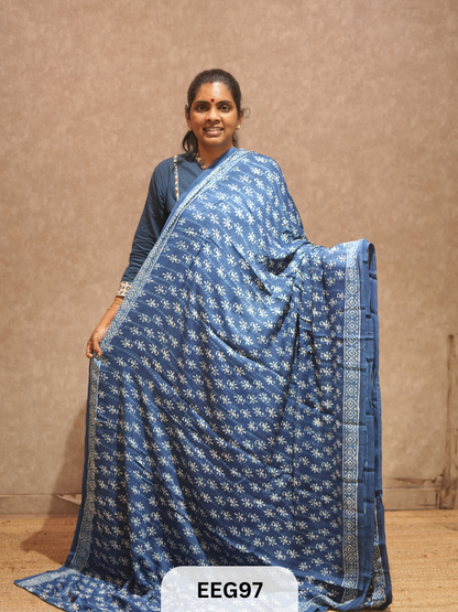 CHANDERI INDIGO SAREE