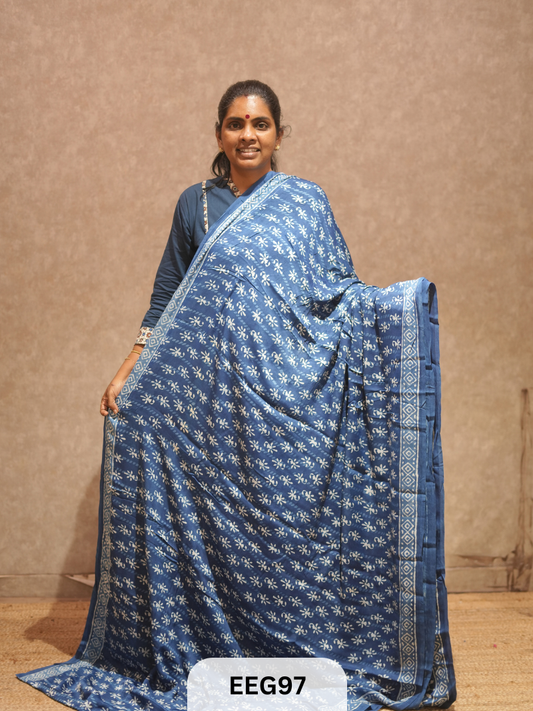 CHANDERI INDIGO SAREE
