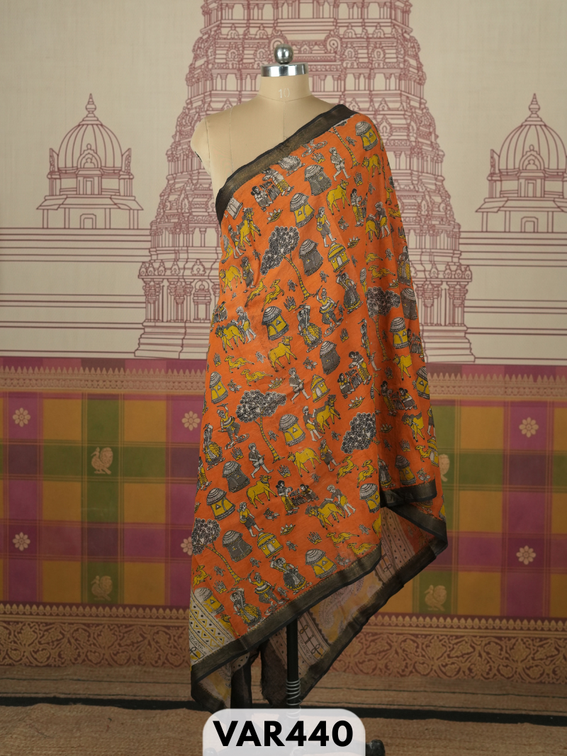 kalamkari cotton border duppatta + shipping
