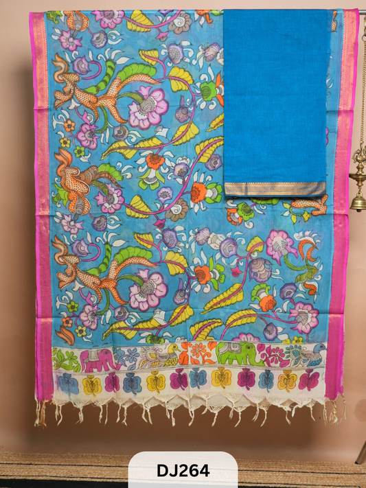 Mangalgiri Top with Pen Kalamkari Dupatta (Top and Dupatta only)