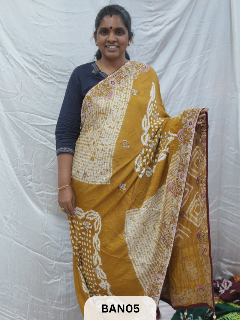 SHIBORI BANDHANI DESIGNER WORK SAREE