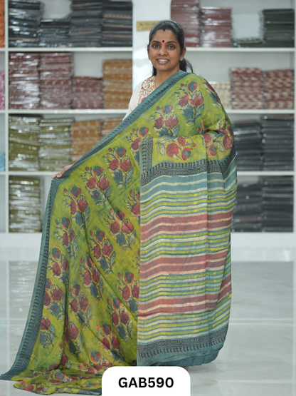 Nashpal & Pomegranate Peel Printed Modal Silk Sarees with blouse