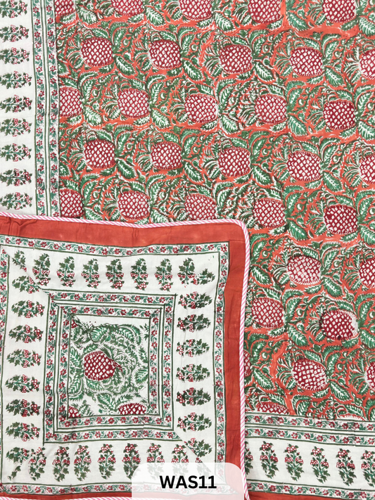 PREMIUM HAND BLOCK PRINTED JAIPURI COTTON 3 LAYER SIZE-90×108 KING SIZE