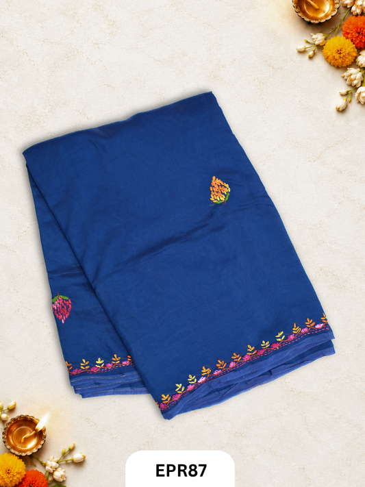 Mul Chanderi Lambani Embroidery Saree