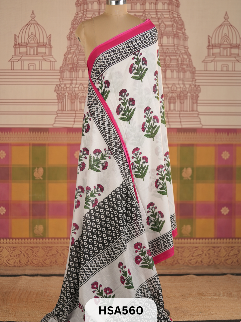 COTTON AJRAKH HANDBLOCK SAREE