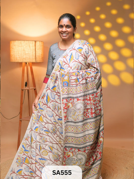 Kalamkari malmal cotton saree Ravi Sun Kalamkari