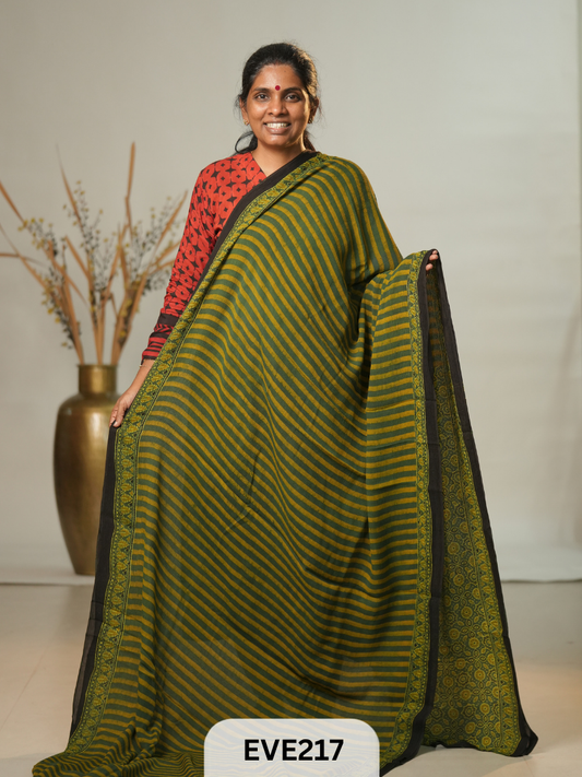 Chinon Chiffon Ajrakh Print Saree