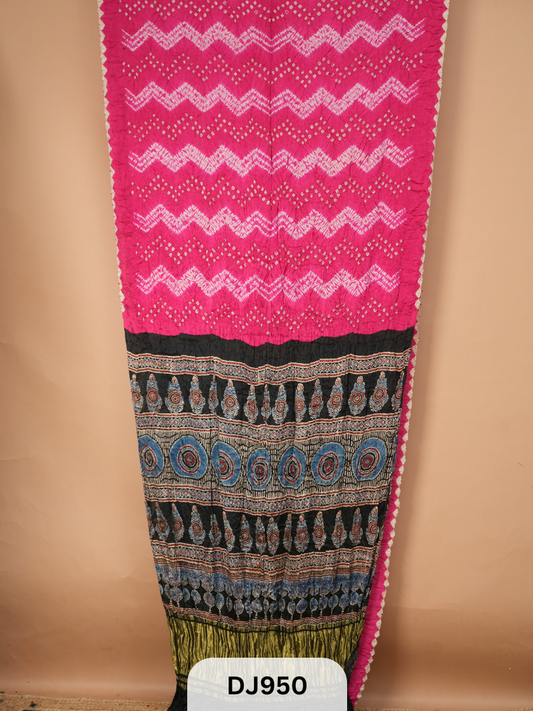 BANDHANI SHIBORI SAREE WITH LAGDI PATTA