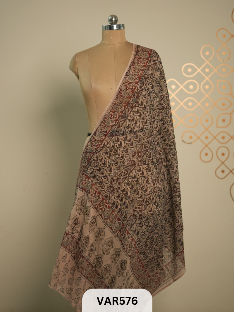 kalamkari cotton border duppatta + shipping