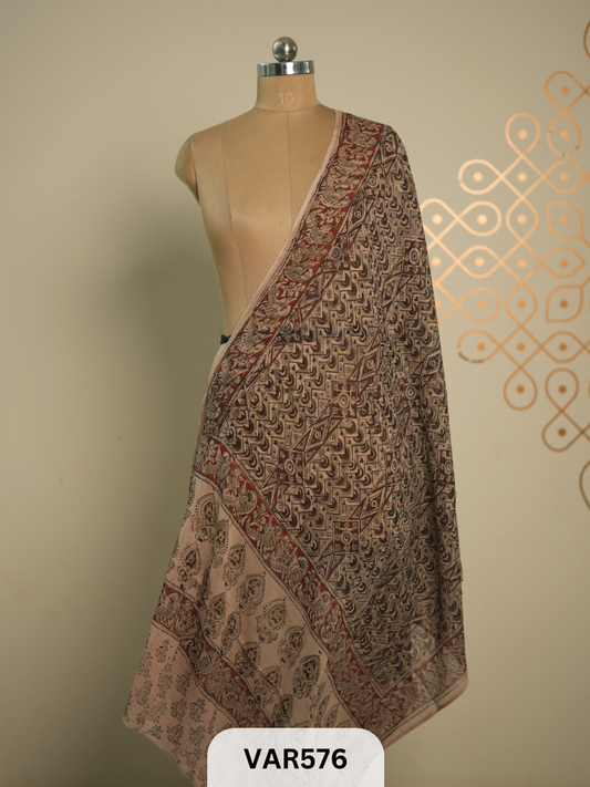 kalamkari cotton border duppatta + shipping