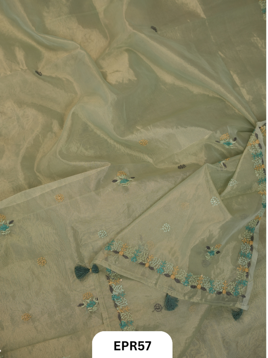 Semi Organza With Bullion Stitch Saree