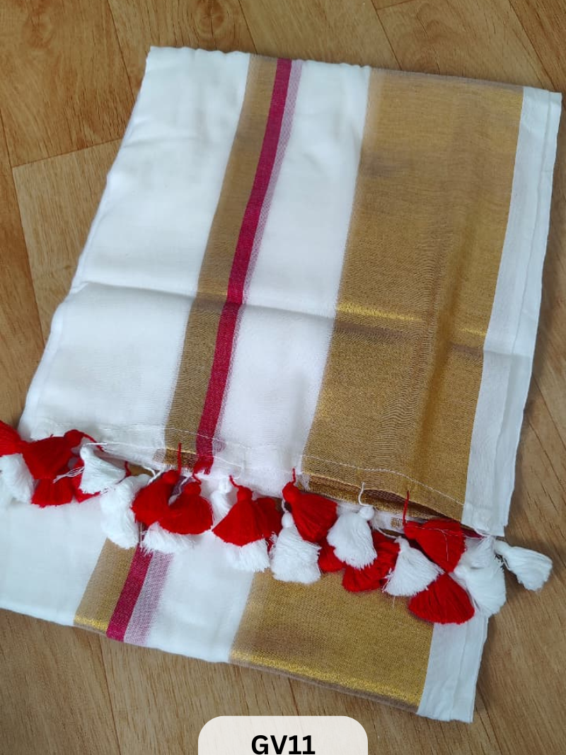 SOFT BENGAL MALMAL SAREE | HANDMADE TASSELS