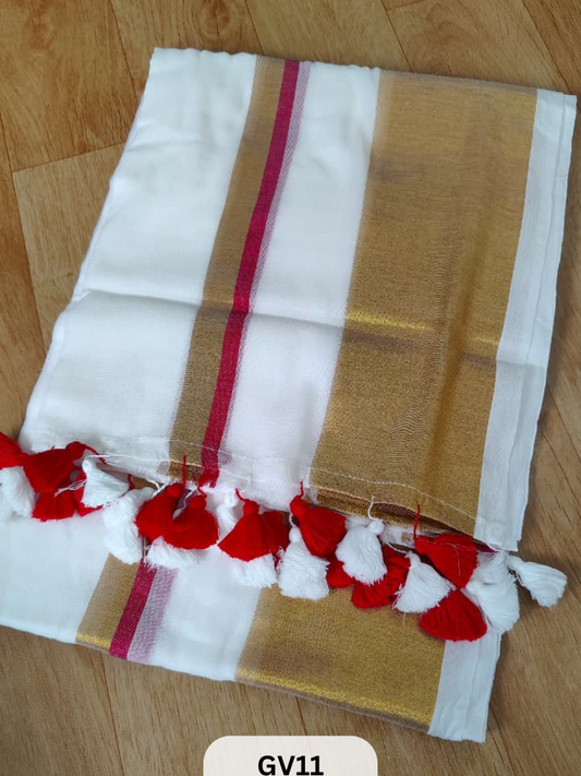 SOFT BENGAL MALMAL SAREE | HANDMADE TASSELS