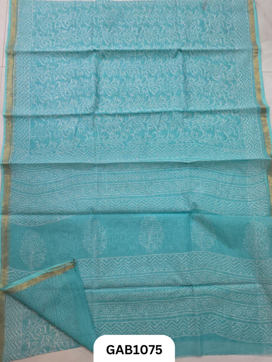 Bagru Handblock Print Kota Doria Saree