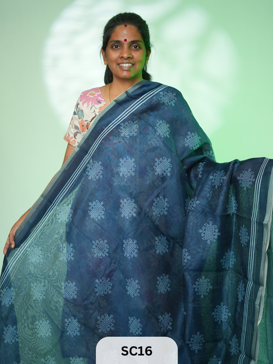 KOLLAM PRINT LINEN COTTON SAREE