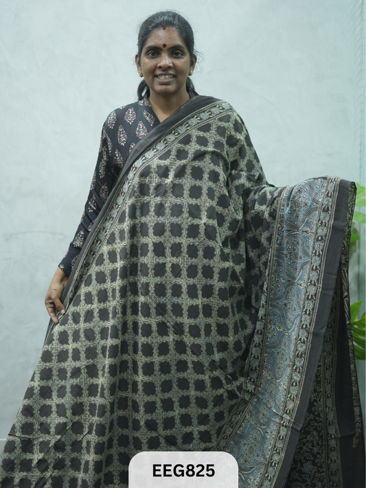 MUL COTTON AJRAKH HANDBLOCK PRINT SAREE