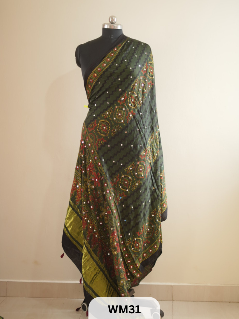 MODAL SILK WITH GLUED MIRROR LAGDI PATTA DUPPATTA