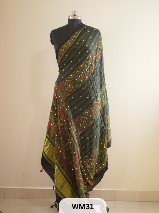 MODAL SILK WITH GLUED MIRROR LAGDI PATTA DUPPATTA