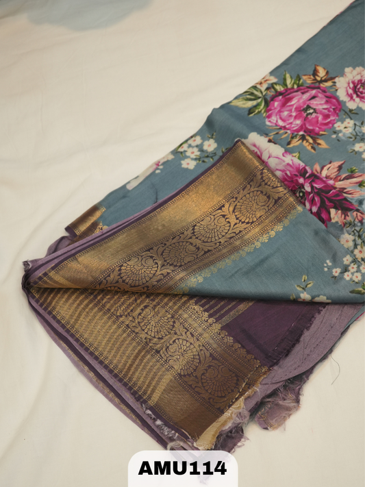 BANARA RUSSIAN SILK SAREE WITH DIGITAL PRINTED