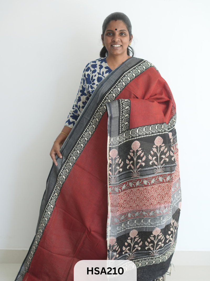 LENIN COTTON HANDBLOCK PRINTED SAREE