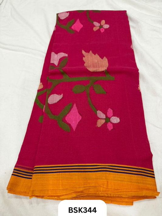 Handloom Pure Mul Cotton With Jamdhani Weave Saree