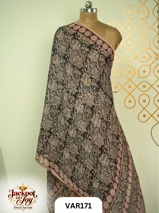 Pure Handblock Kalamkari Duppata