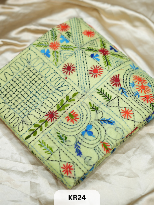 DUPION SILK WITH PURE HAND KANTHA HEAVY