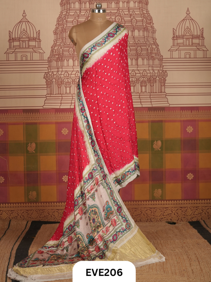 Modal Bandhini With Madhubani Fusion Saree