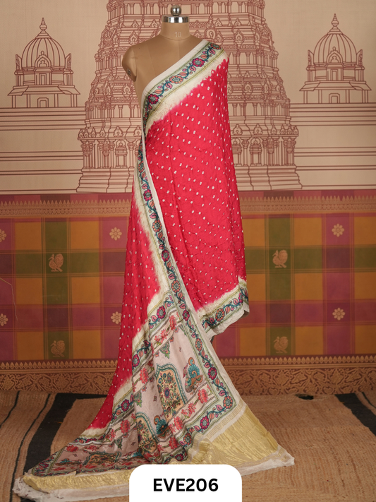 Modal Bandhini With Madhubani Fusion Saree