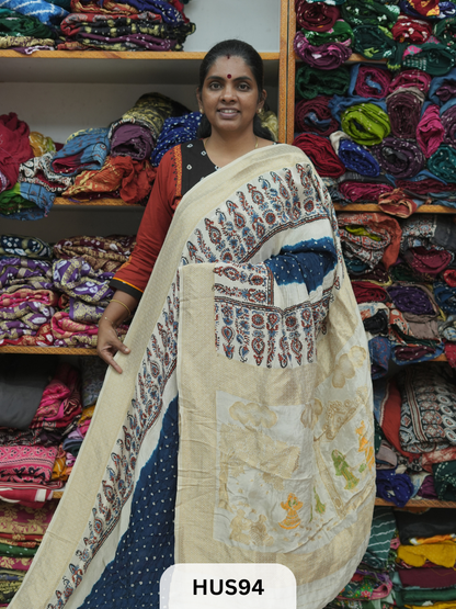 PURE DOLA SILK WITH AJRAKH MINAKARI PALLU