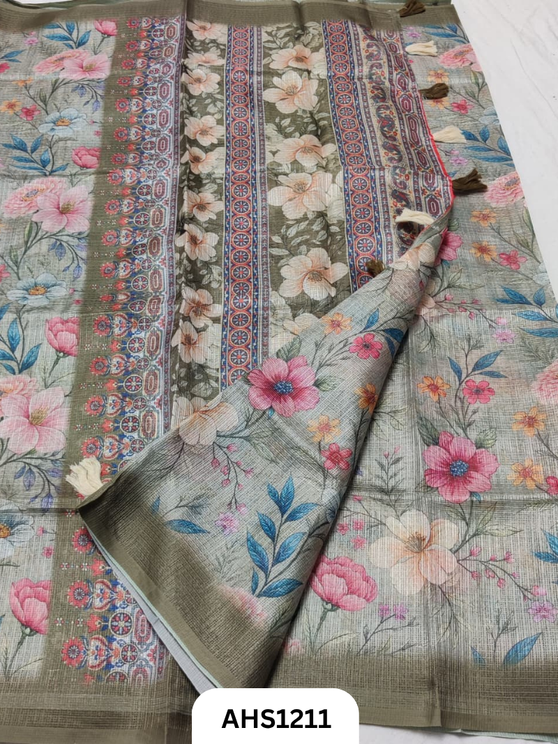 Soft Silk Kota Digital Print Saree With Blouse