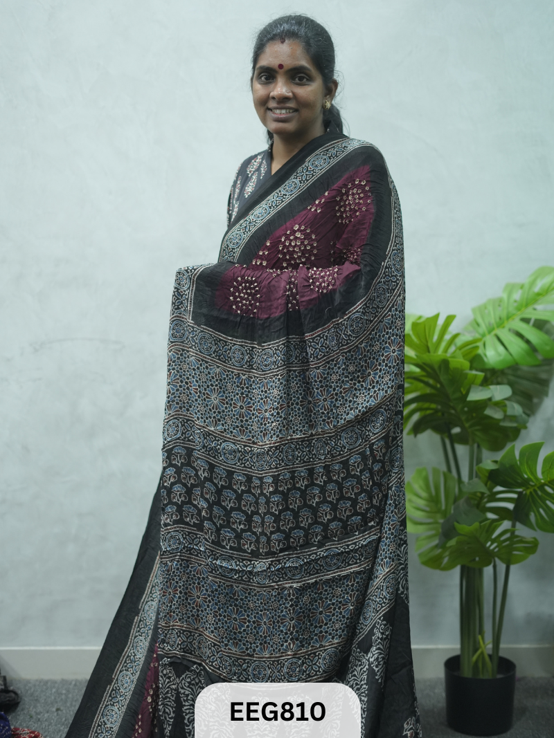 MODAL AJRAKH BANDHEJ SAREE
