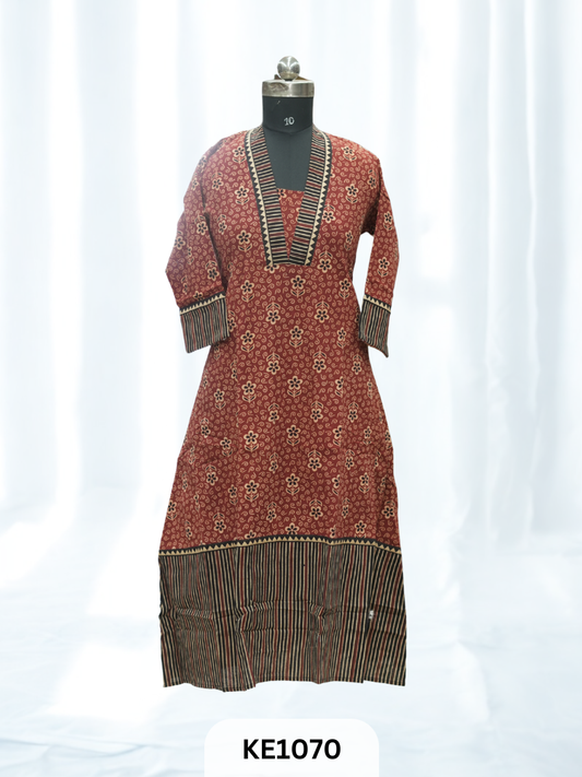 PURE VEGETABLE  PRINT COTTON KURTI - A Line