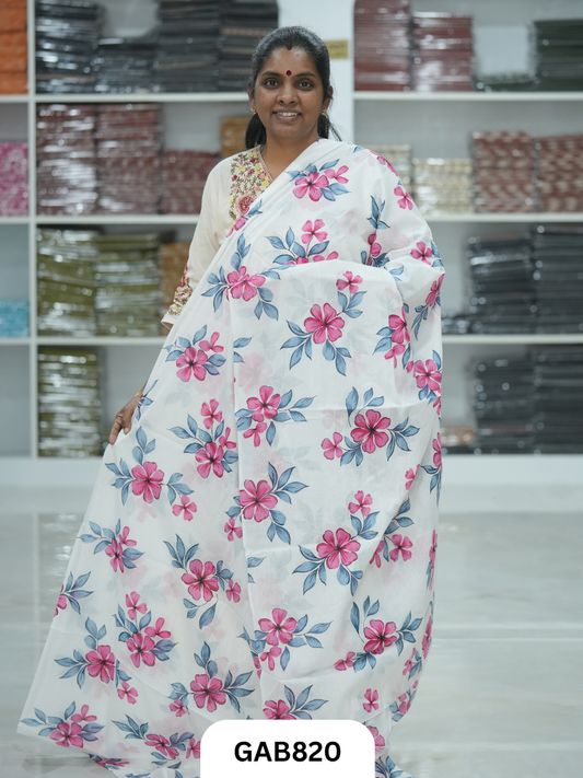 Bagru Block Print Cotton Mulmul Sarees With Running Blouse