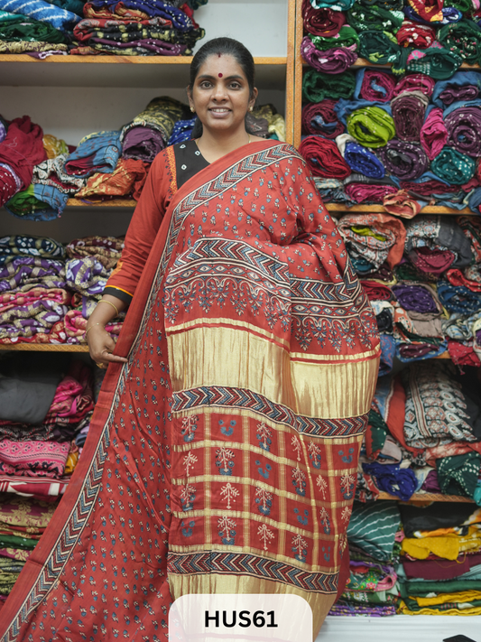 VISCOSE AJRAKH WITH GHARCHOLA PALLU