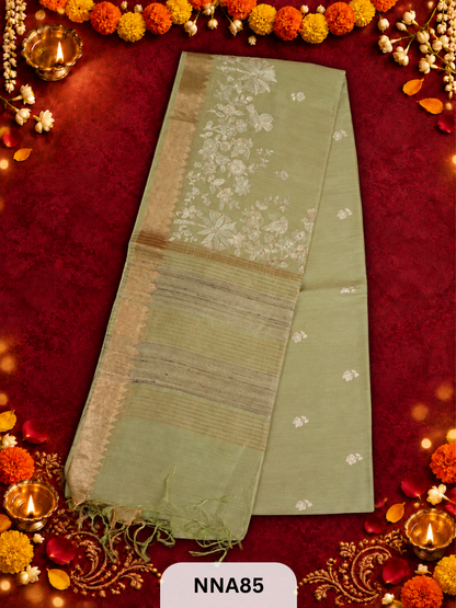 Pure Tussar Silk With Pitta Work - Metallic Theards