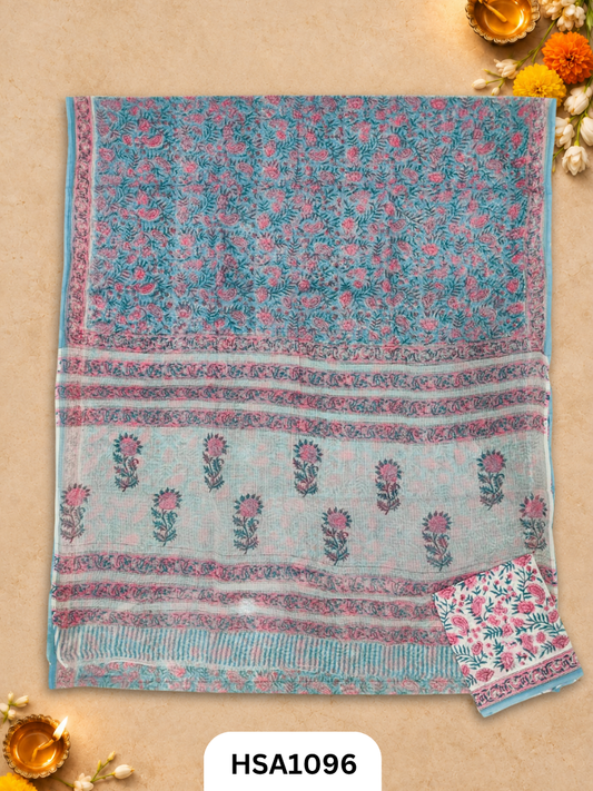Hand Block Printed Traditional Designs & Multi Colour Combinations Kota Doria Sarees