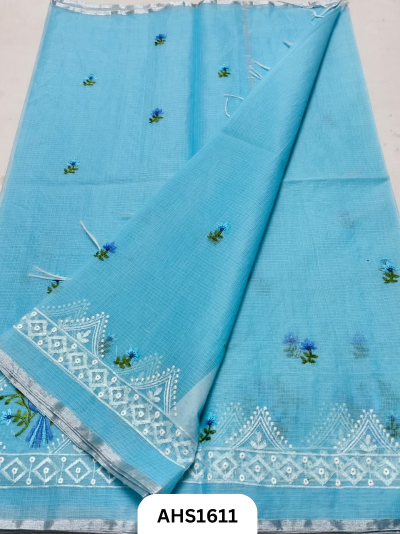 Kota Cotton Embroidery  Work Saree with Blouse