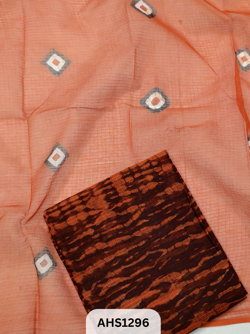 Pure Kota Cotton Shibori Print Dress Material Top & Dupatta 2.5mtr