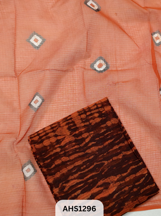 Pure Kota Cotton Shibori Print Dress Material Top & Dupatta 2.5mtr