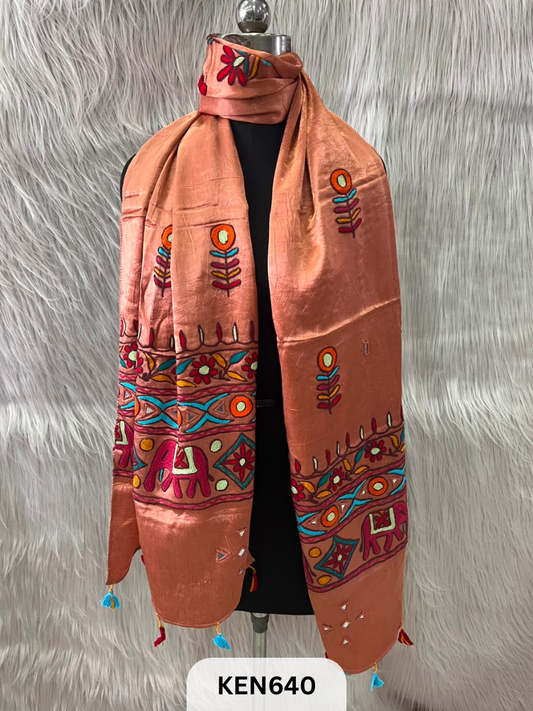 MUSHRU HAND AARI WORK WITH MIRROR WORK STOLE