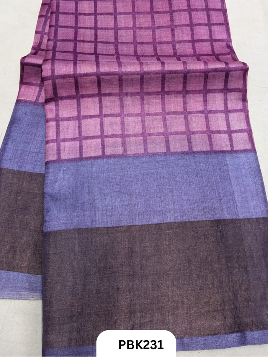 Premium Pure Tussar Silk Handblock Print Saree – Kolkata Special