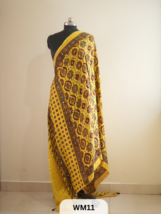 MODAL SILK WITH GLUED MIRROR LAGDI PATTA DUPPATTA