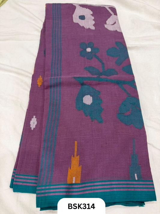 Handloom Pure Mul Cotton With Jamdhani Weave Saree