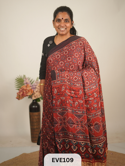 MODAL AJRAKH HANDBLOCK PRINT SAREE