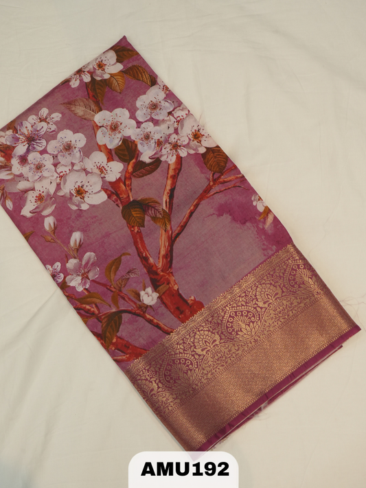BANARAS RUSSIAN SILK SAREE WITH PRINTED