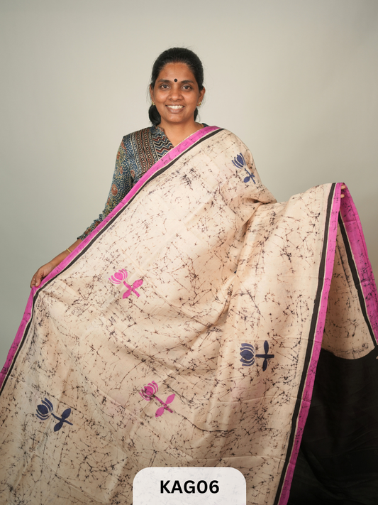 PURE BHISNUPUR BATIK HANDPAINTED SAREE