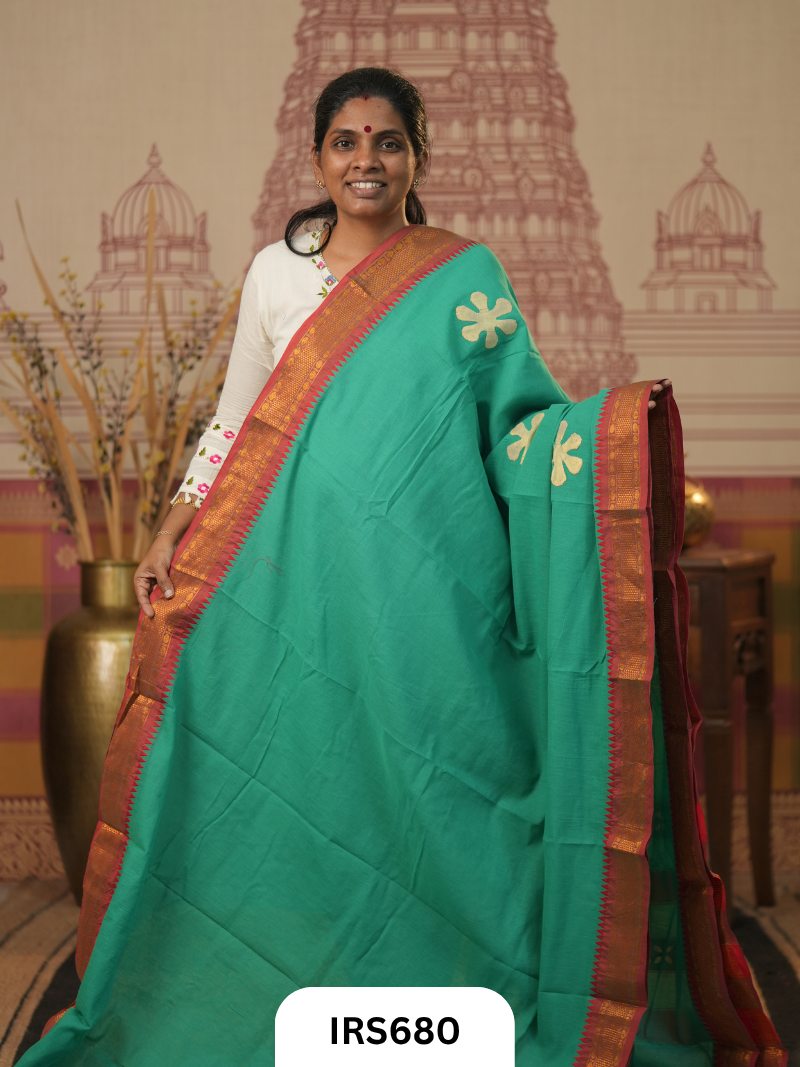 Chettinadu Saree With Barmer Aplique Work